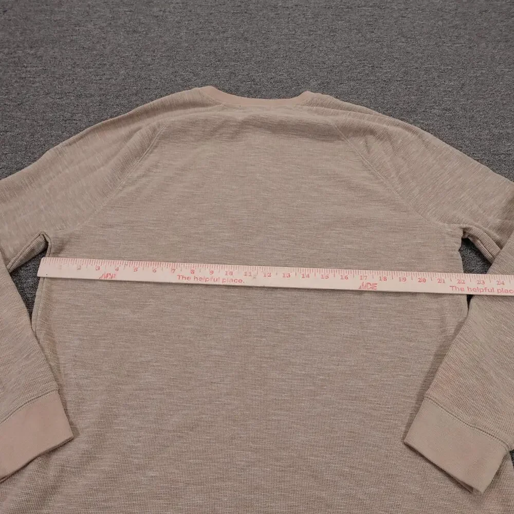Banana Republic Henley Shirt Mens XL Beige Thermal Waffle Knit Long Sleeve